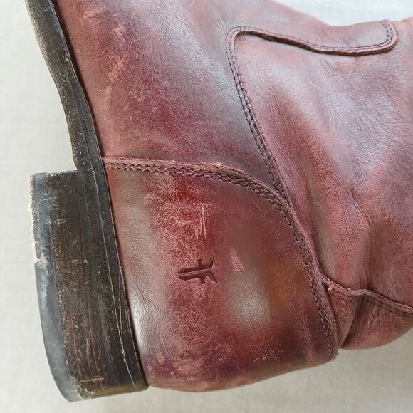 SINGLE LEFT FOOT ONLY Frye Molly Button Tall Boot 10B brown leather zip 1" heel - Picture 9 of 16